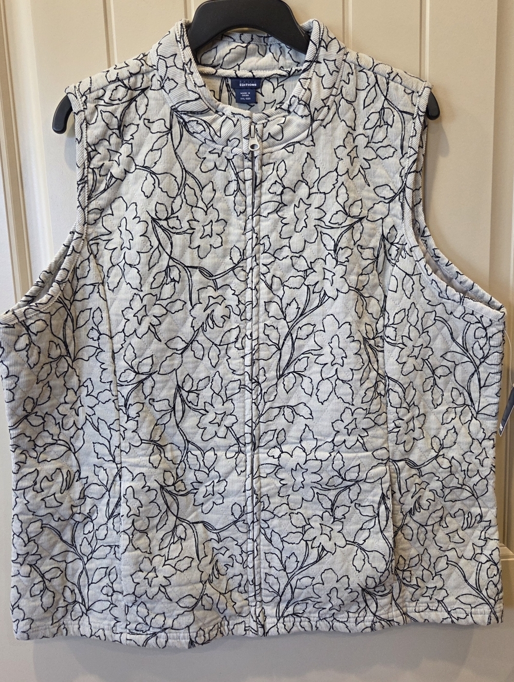 Basic Editions Floral Quilted Corduroy Vest Cream XXL NWT Grandmacore Momcore